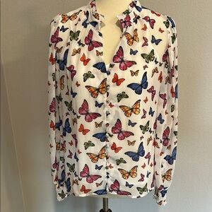 Sugarlips Multicolor Butterfly Button Down Shirt